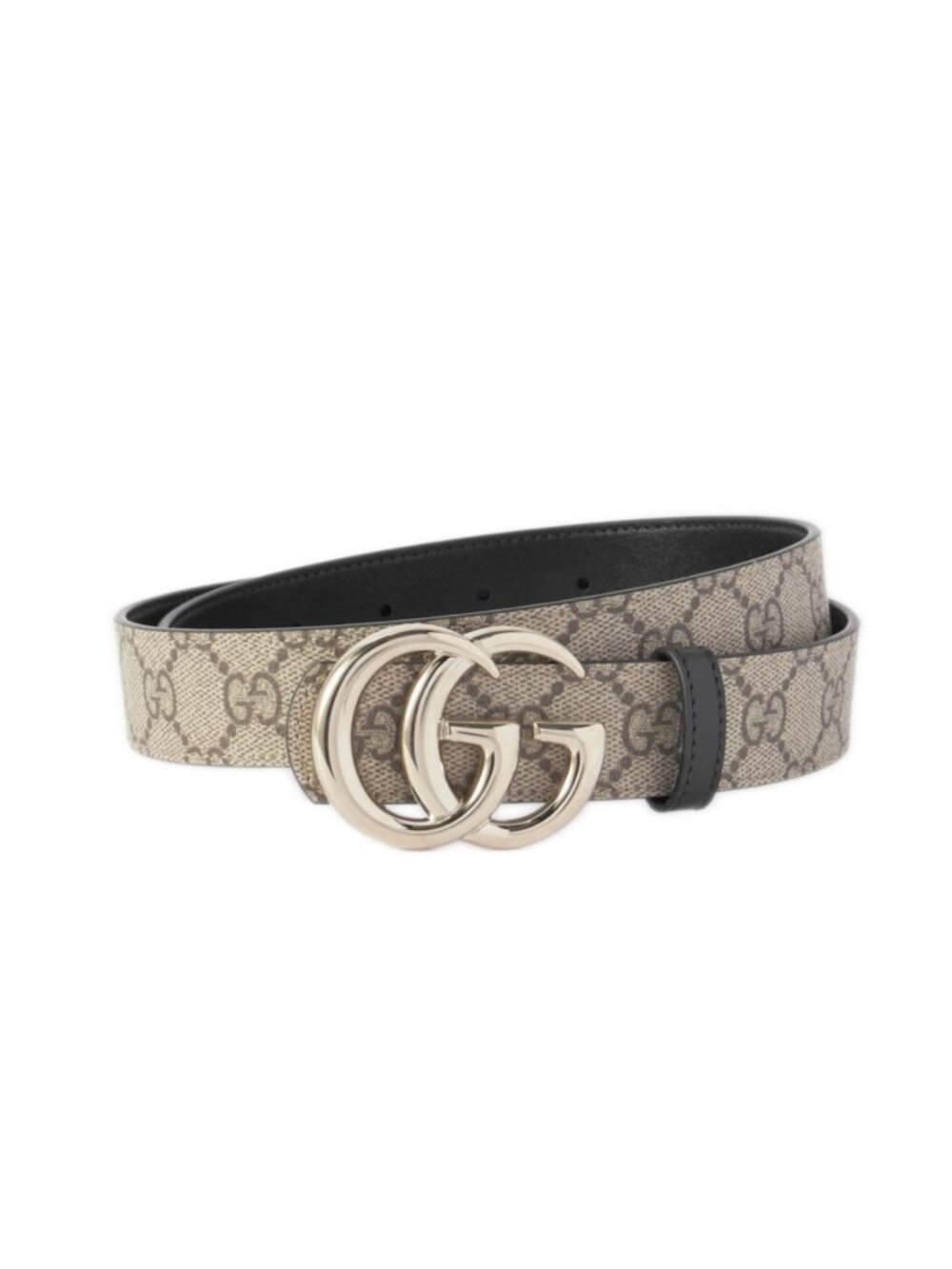 Gucci GG Supreme Marmont W30mm Reversible Belt Beige Black 85cm 847131
